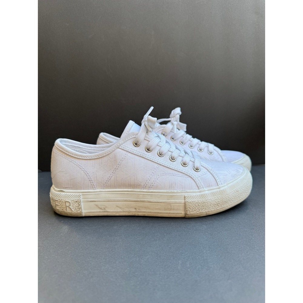 Tommy Hilfiger Twalessy White Canvas Monogram Platform Sneakers Womens 6M